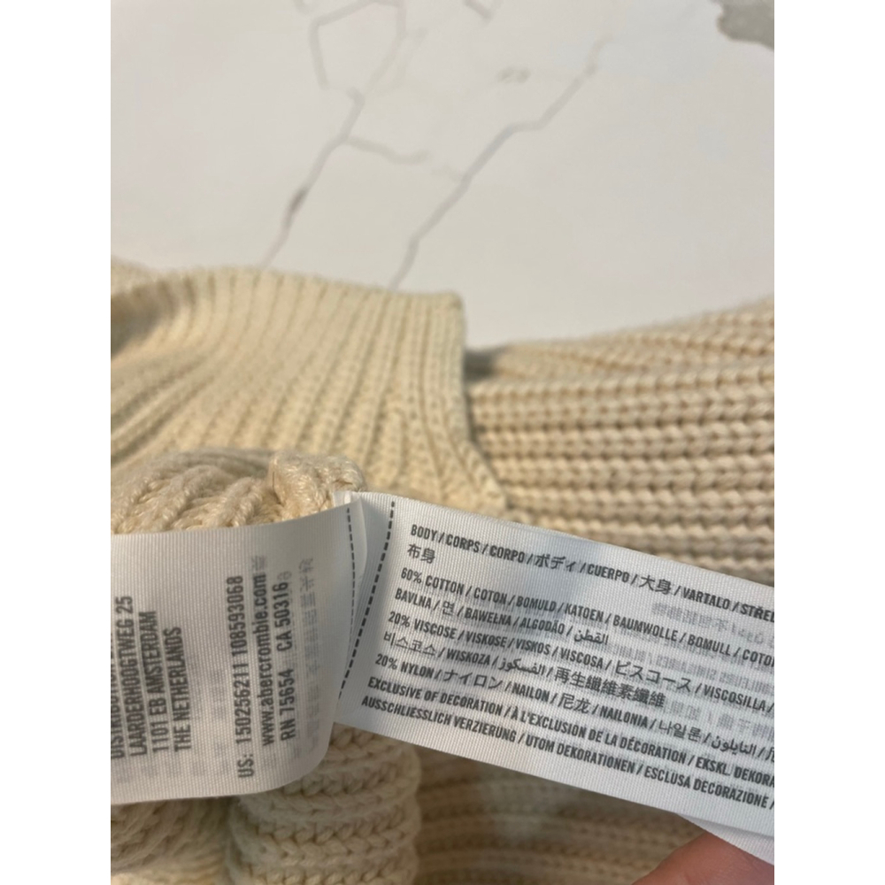Abercrombie & Fitch Ribbed Cowl Neck Chunky Knit Cotton Sweater XL Old Money - Picture 6 of 8